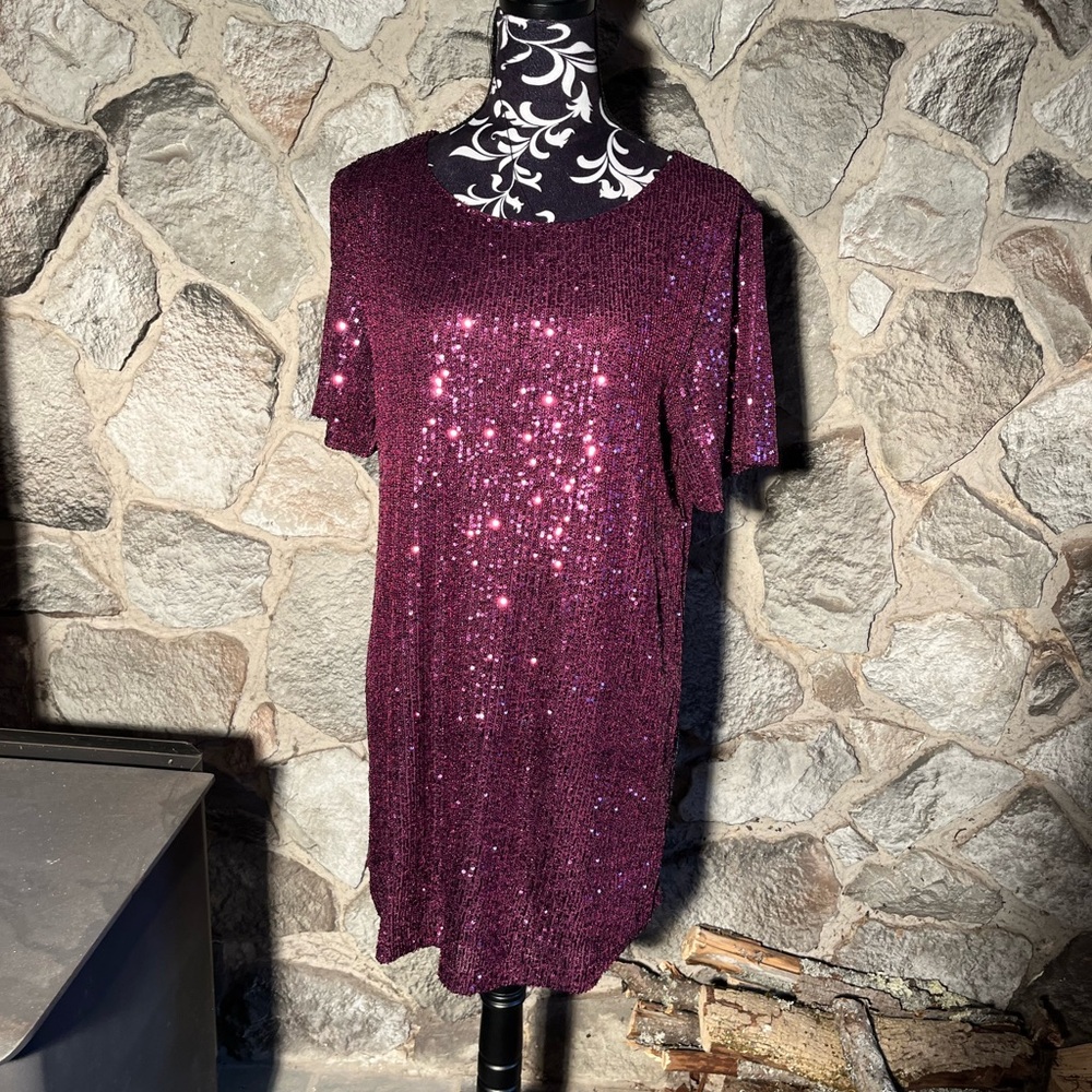NWT Steve Madden Purple Sequins Dress XL
